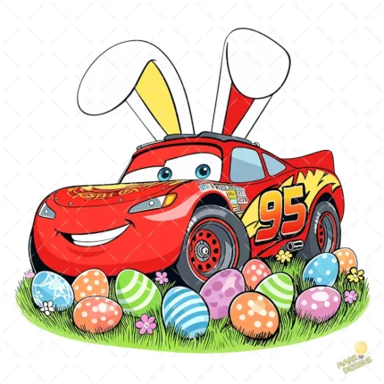 Vector Cars Disney Pascua - Ilustración Rayo McQueen para Camisetas Infantiles