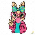 Vector Conejita Fashion con Lazo de Lunares para Pascuas – Ilustración 4K