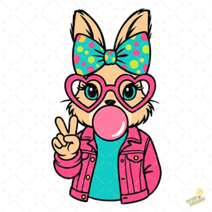 Vector Conejita Fashion con Lazo de Lunares para Pascuas – Ilustración 4K