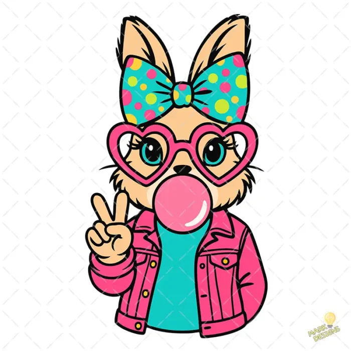 Vector Conejita Fashion con Lazo de Lunares para Pascuas – Ilustración 4K