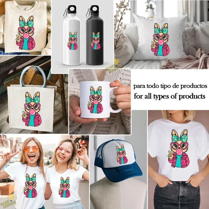 Vector Conejita Fashion con Lazo de Lunares para Pascuas – Ilustración 4K - Image 3