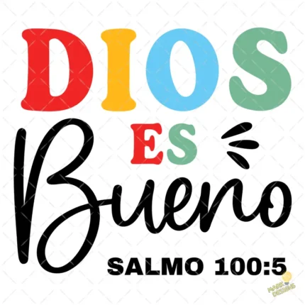 Vector Cristiano Dios es Bueno - Ilustración de Fe con Letras de Colores