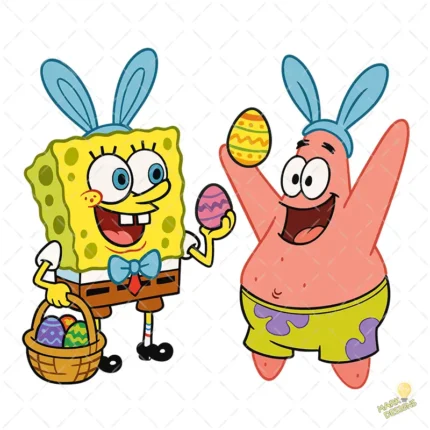 Vector Gratis Bob Esponja y Patricio Pascua - Ilustración de Pascuas para Sublimación