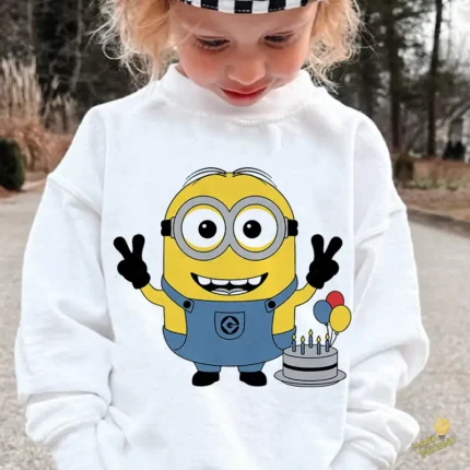 Vector Gratis de Minion de Cumpleaños con Pastel y Globos - Sublimación