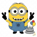 Vector Gratis de Minion de Cumpleaños con Pastel y Globos - Sublimación