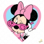 Vector Gratis de Minnie Mouse Coqueta con Lentes y Moño Rosa para Sublimación