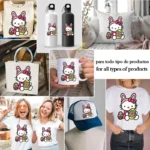 Vector Hello Kitty Pascua - Ilustración de Huevo Decorado con Flores para Camisetas