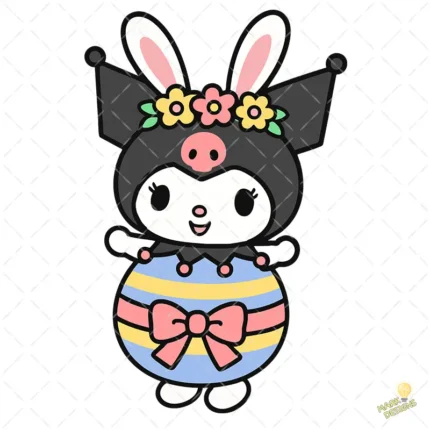 Vector Kuromi Pascua Gratis - Huevo Decorado con Flores para Camisetas