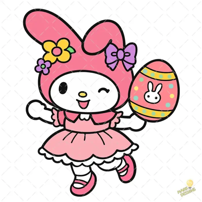 Vector My Melody Pascua - Ilustración de Personaje Rosa para Camisetas