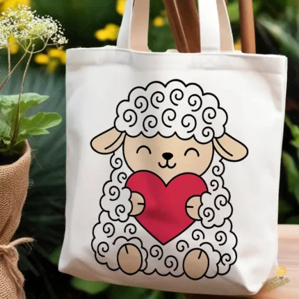 Vector Oveja de Pascua - Ilustración de Cordero Esponjoso para San Valentín