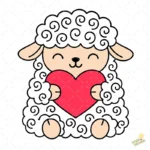 Vector Oveja de Pascua - Ilustración de Cordero Esponjoso para San Valentín