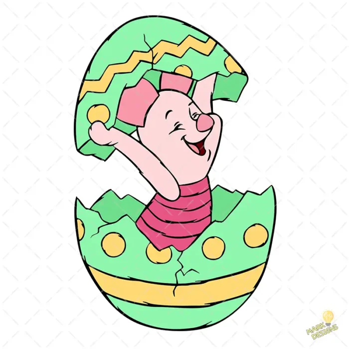 Vector Piglet Pascua - Ilustración de Winnie the Pooh para Camisetas Infantiles