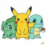 Vector Pokémon Pikachu, Bulbasaur y Squirtle - Vector para Sublimación