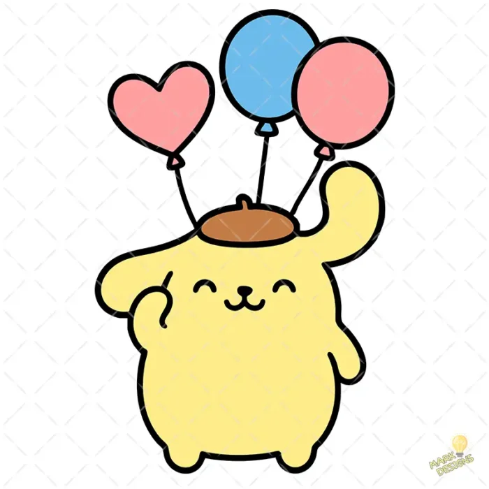 Vector Pompompurin Cumpleaños - Ilustración Sanrio para Camisetas y Sublimación