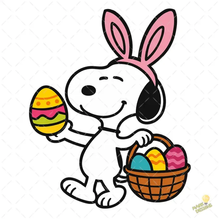 Vector Snoopy Pascua - Ilustración de Huevo Decorado para Camisetas