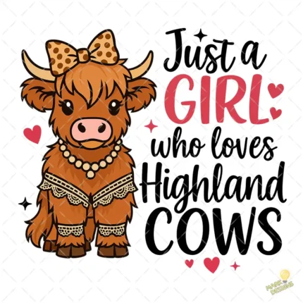 Vector Vaca con Lazo y Perlas - Ilustración Kawaii para Camisetas y Tazas