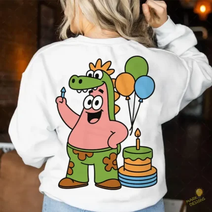 Vector de Patricio de Cumpleaños con Pijama de Dino y Globos