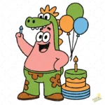 Vector de Patricio de Cumpleaños con Pijama de Dino y Globos