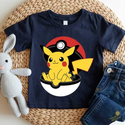 Vector de Pikachu Sentado en una Pokebola Abierta - para Sublimación