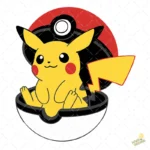 Vector de Pikachu Sentado en una Pokebola Abierta - para Sublimación