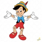 Vector de Pinocho con Moño Azul y Gorro Amarillo - Calidad Premium