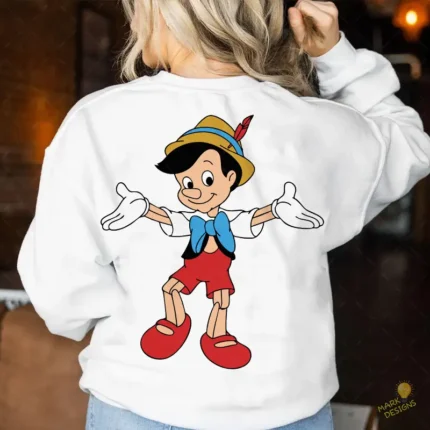 Vector de Pinocho con Moño Azul y Gorro Amarillo - Calidad Premium