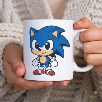 Vector de Sonic Animado Videojuego con Guantes Blancos y Zapatos Rojos