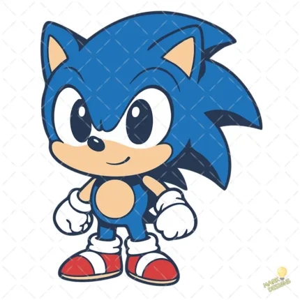 Vector de Sonic Animado Videojuego con Guantes Blancos y Zapatos Rojos