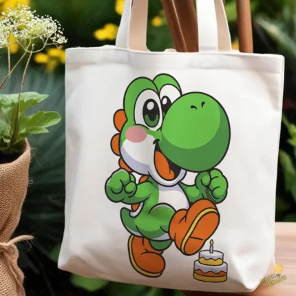Yoshi Saltando de Alegría con Pastel de Cumpleaños - Vector Sublimación