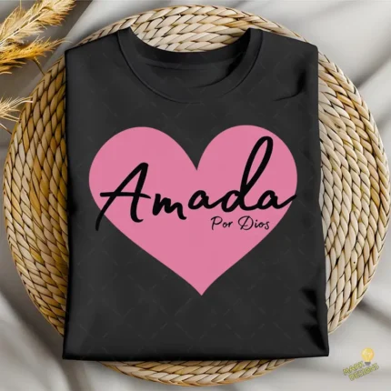Amada por Dios Vector Corazón Rosa para sublimación cristiana