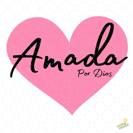 Amada por Dios Vector Corazón Rosa para sublimación cristiana