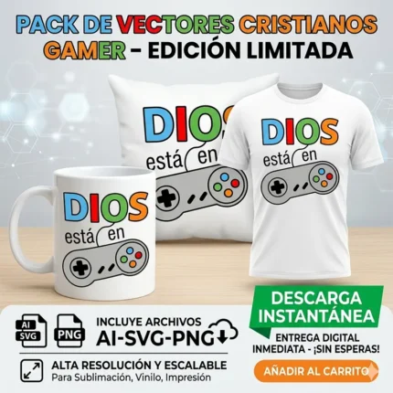 Dios está en Control Vector Gamer cristiano para sublimación