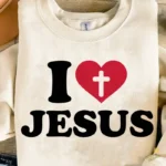 Diseño Cristiano I Love Jesus con Cruz Vector para Sublimar
