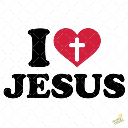Diseño Cristiano I Love Jesus con Cruz Vector para Sublimar