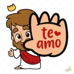 Diseño Cristiano Jesús te Amo Animado con Frase Vector para Sublimar