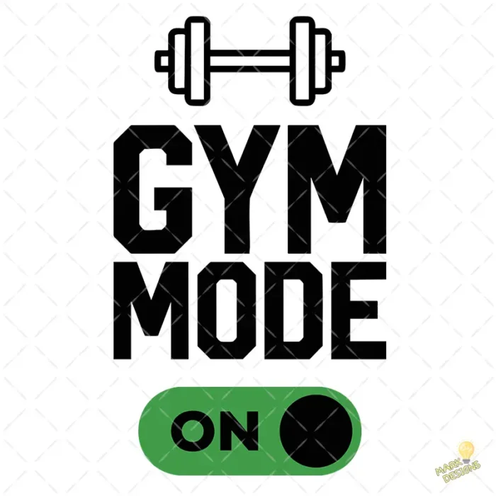 Diseño Vectorial Gym Mode On con Switch para Estampado de Camisetas