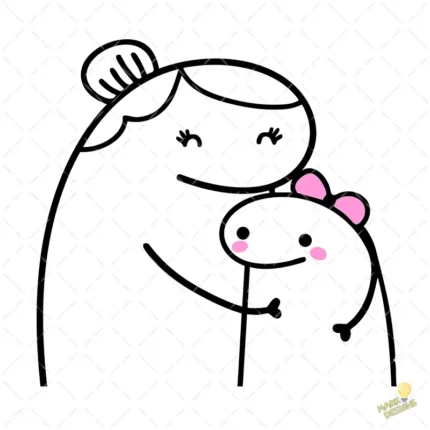 Flork Abuela Abrazando a su Nieta Vector para Sublimación