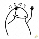 Flork Bailando con Notas Musicales Vector para Sublimación