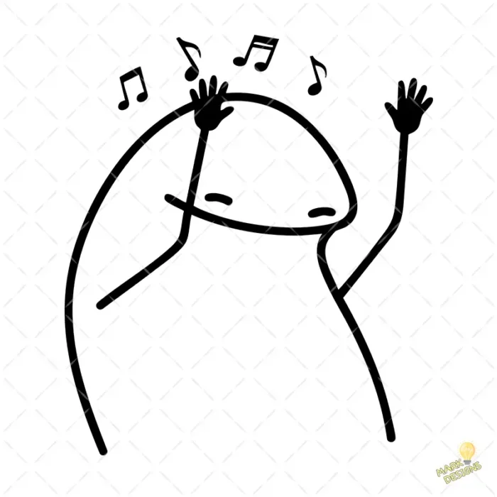 Flork Bailando con Notas Musicales Vector para Sublimación