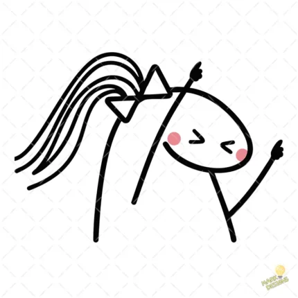 Flork Chica Festejando con Coleta y Moño Vector para Sublimar