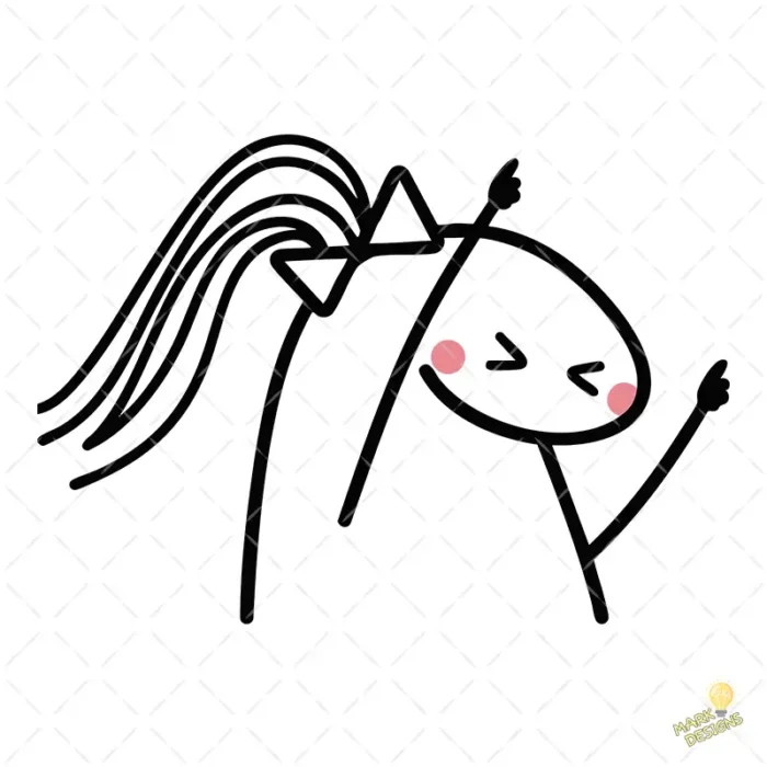 Flork Chica Festejando con Coleta y Moño Vector para Sublimar