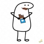 Flork Comiendo Chocolate con Boca Manchada Vector para Sublimar