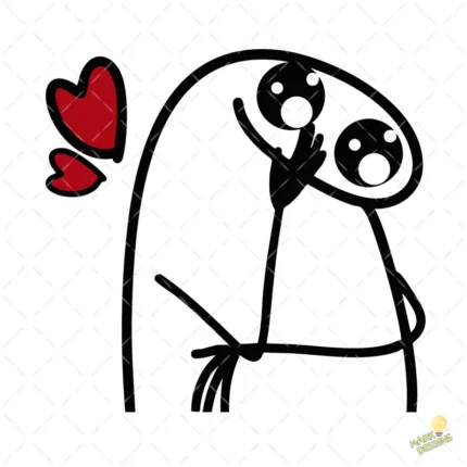 Flork Emocionado con Ojos Brillantes y Corazones Vector