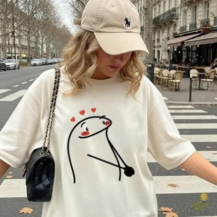 Flork Enamorado con Mejillas Sonrojadas y Corazones Vector