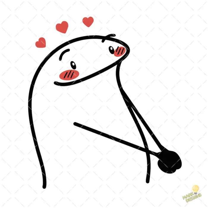 Flork Enamorado con Mejillas Sonrojadas y Corazones Vector