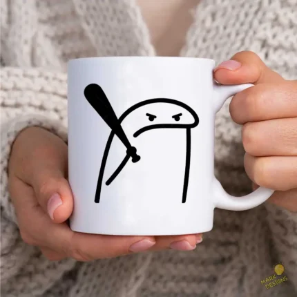 Flork Enojado con Bate de Béisbol Vector para Sublimación Humor