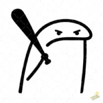 Flork Enojado con Bate de Béisbol Vector para Sublimación Humor