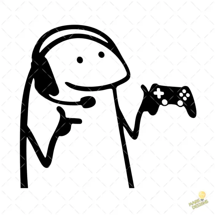 Flork Gamer con Headset y Joystick Vector para Sublimar