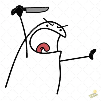 Flork Gritando con Cuchillo Vector para Sublimación Humor Negro