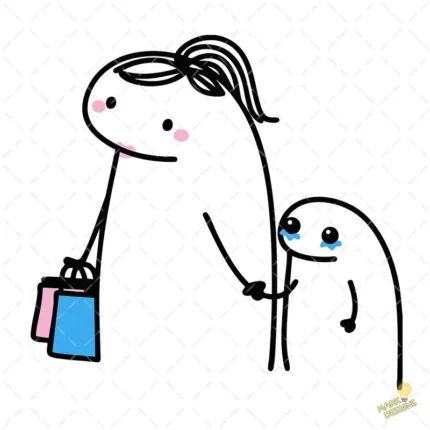 Flork Mamá de Compras con Niño Llorando Vector para Sublimar